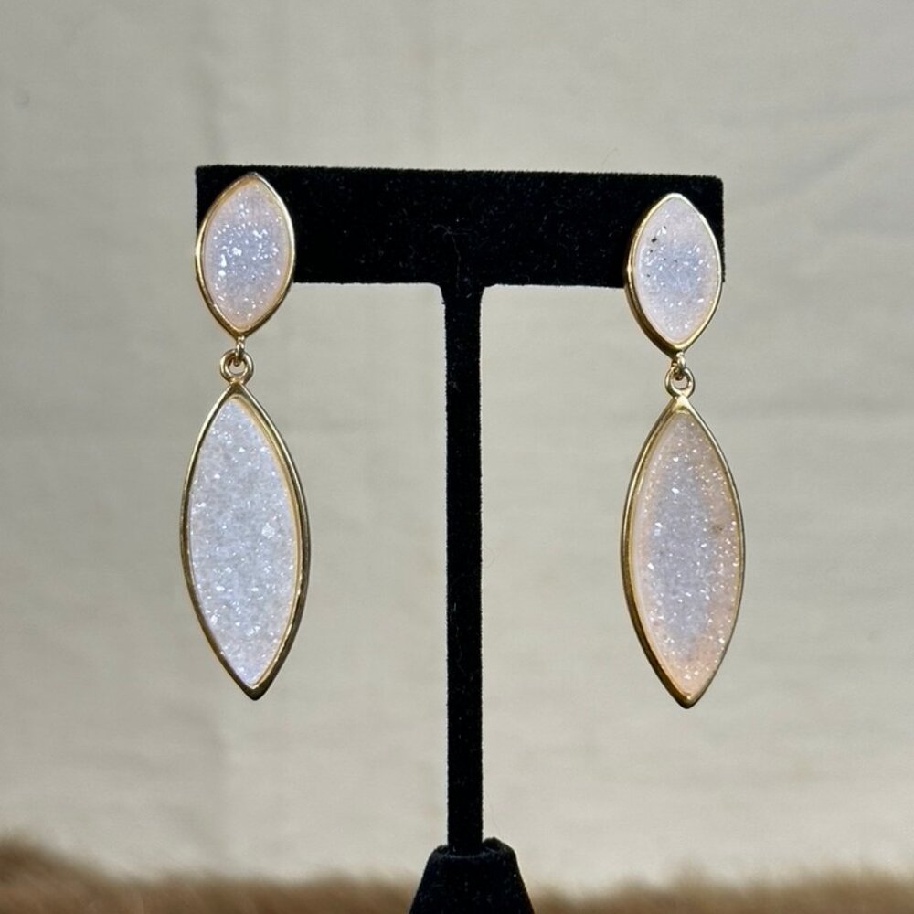 Marcia Moran Gold-Filled White Druzy Drop Earrings